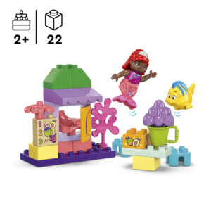 mis aitab väikelastel arendada peenmotoorikat. Sisaldab kahte LEGO DUPLO® figuuri: Flounderit ja Väikest merineitsit Arieli