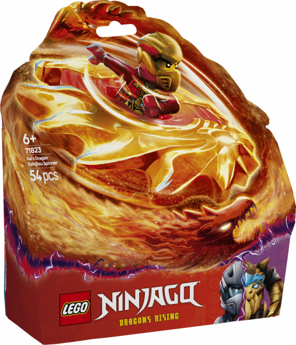 Lapsed taasetendavad tempokat tegevust sarja NINJAGO Dragons Rising 3. hooajast selle LEGO NINJAGO Kai draakoni Spinjitzu spinneriga.