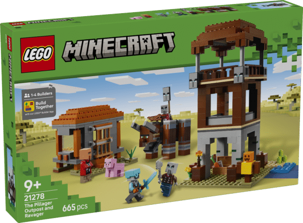 LEGO® Minecraft® Rüüstajate eelpost ja Laastaja annab Minecrafti mängijate kättesse peaga rammiva ja lõugadega haarava laastaja.