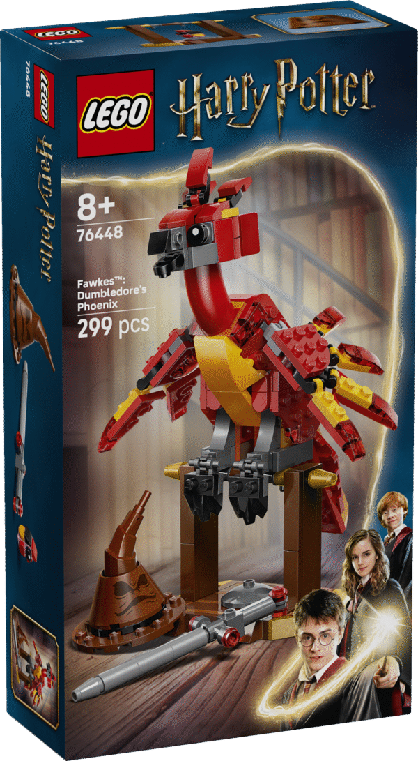 See LEGO® klotsidest ehitatud muudetava asendiga fööniks Fawkes™ figuur koos kuulsate tarvikutega on suurepärane Harry Potter™ kingitus lastele.