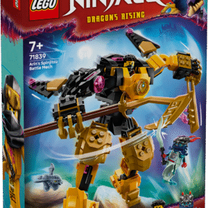 LEGO® NINJAGO® Arini Spinjitzu lahinguroboti ehituskomplekt 2 minifiguuriga võimaldab lastel etendada lugusid telesarja NINJAGO Dragons Rising 3. hooajast.