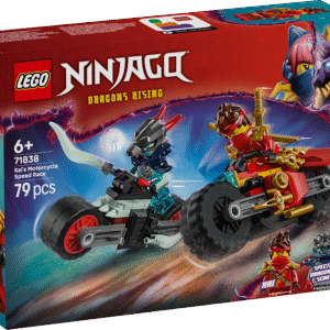 LEGO® NINJAGO® ehituskomplekt 2 ninjaratta ja 2 minifiguuriga võimaldab lastel etendada lugusid telesarja NINJAGO Dragons Rising 3. hooajast.