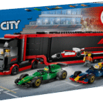 Selles kvaliteetses LEGO City F1 mängusõidukite komplektis on võidusõiduauto transpordiauto