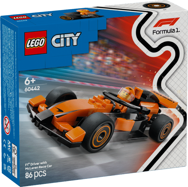 Lapsed saavad võidu kihutada selle LEGO City F1 sõitja ja McLareni võistlusautoga