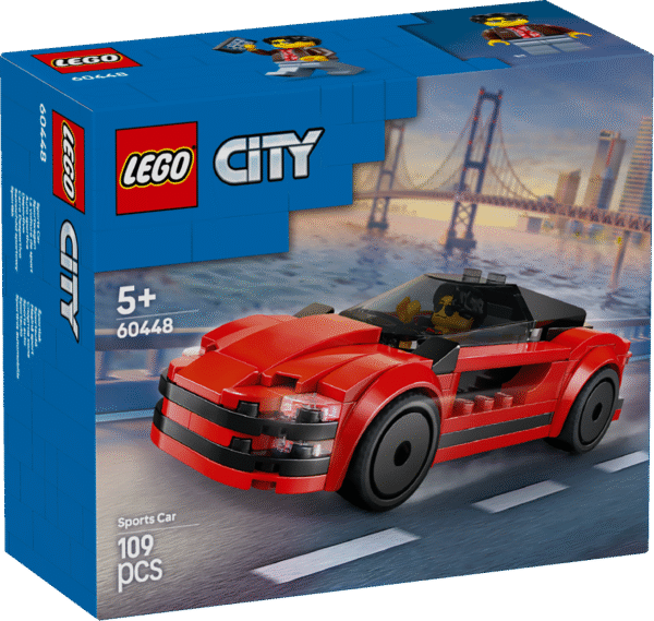 Kiirete võidusõiduautode ja stiilse disaini fännidele meeldib kindlasti see LEGO City punane sportauto