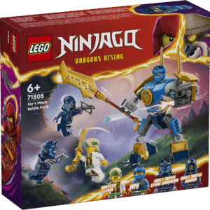 LEGO® NINJAGO® Jay lahinguroboti mängukomplekt võimaldab lastel mängida rollimänge hästi liigutatava roboti mängufiguuri ja 4 NINJAGO tegelaskujuga.