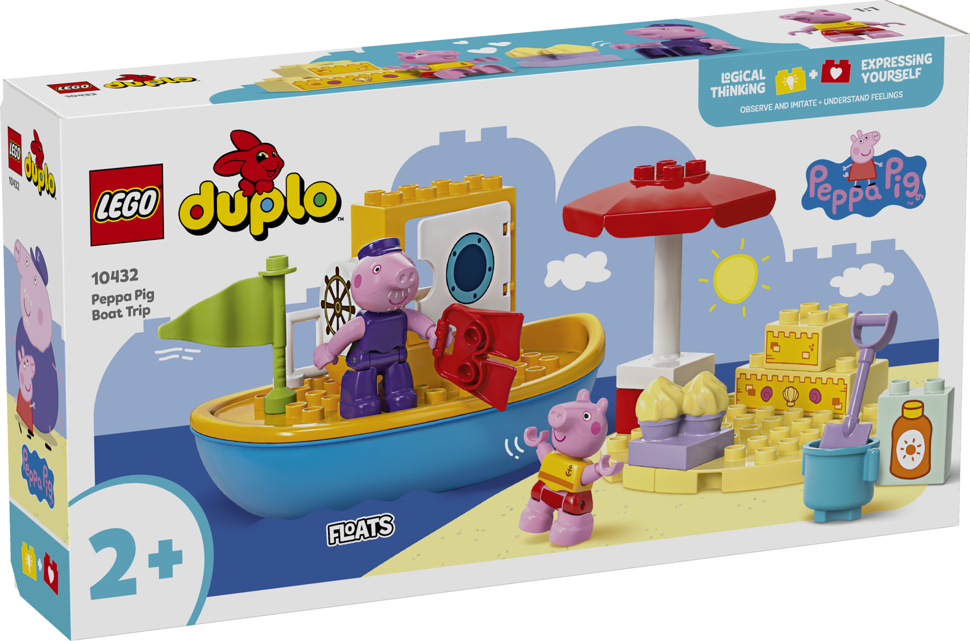 LEGO DUPLO Põrsas Peppa Paadireis LEGO® DUPLO® Põrsas Peppa rollimängu mänguasi eelkooliealistele lastele aitab arendada väikelaste peenmotoorikat