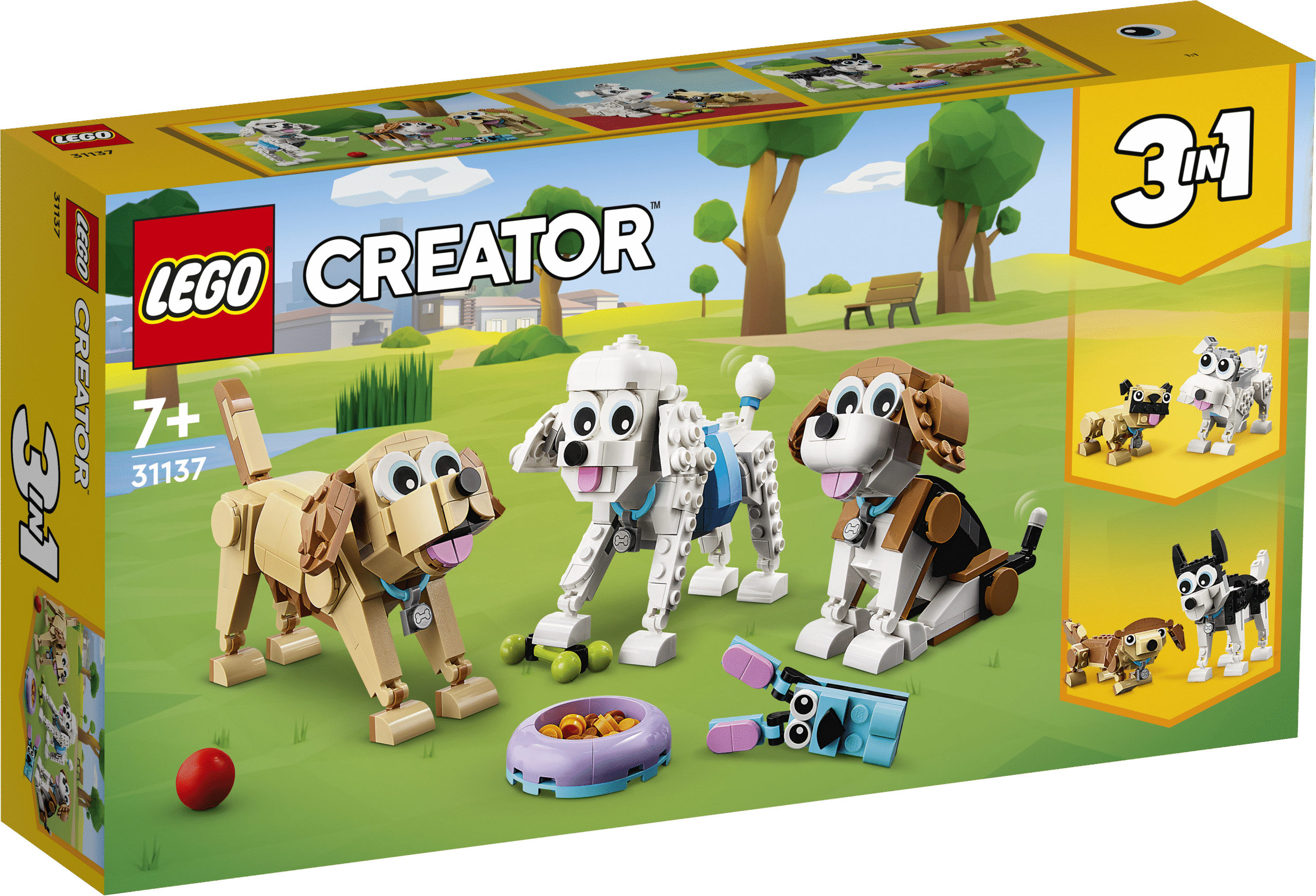 LEGO Creator Armsad koerad Lapsed saavad selle fantastilise LEGO® Creator 3in1 armsate koerte ehituskomplektiga korraldada vahvad koeraseiklused Beagle’i