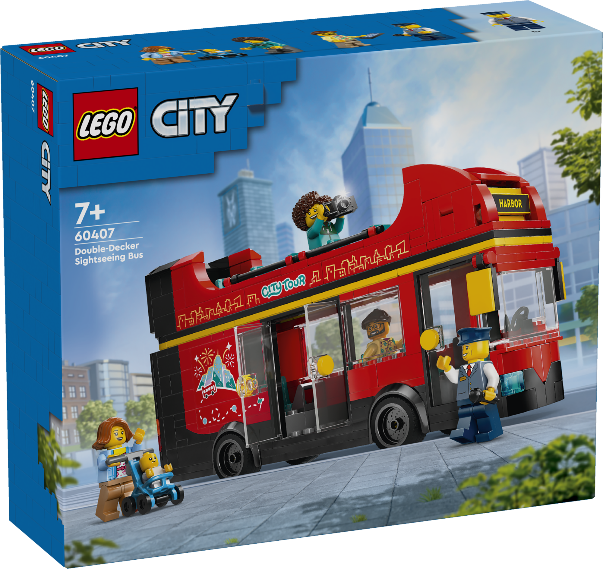 LEGO City Punane kahekordne turistibuss Kingi lastele pilet seiklemiseks LEGO City bussiga