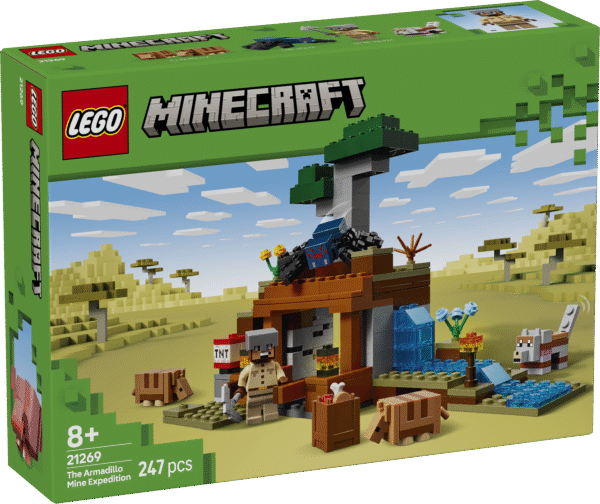 Lastele mõeldud videomängukomplekt Armadillo kaevanduse ekspeditsioon on põnev LEGO Minecraft seiklusmänguasi.