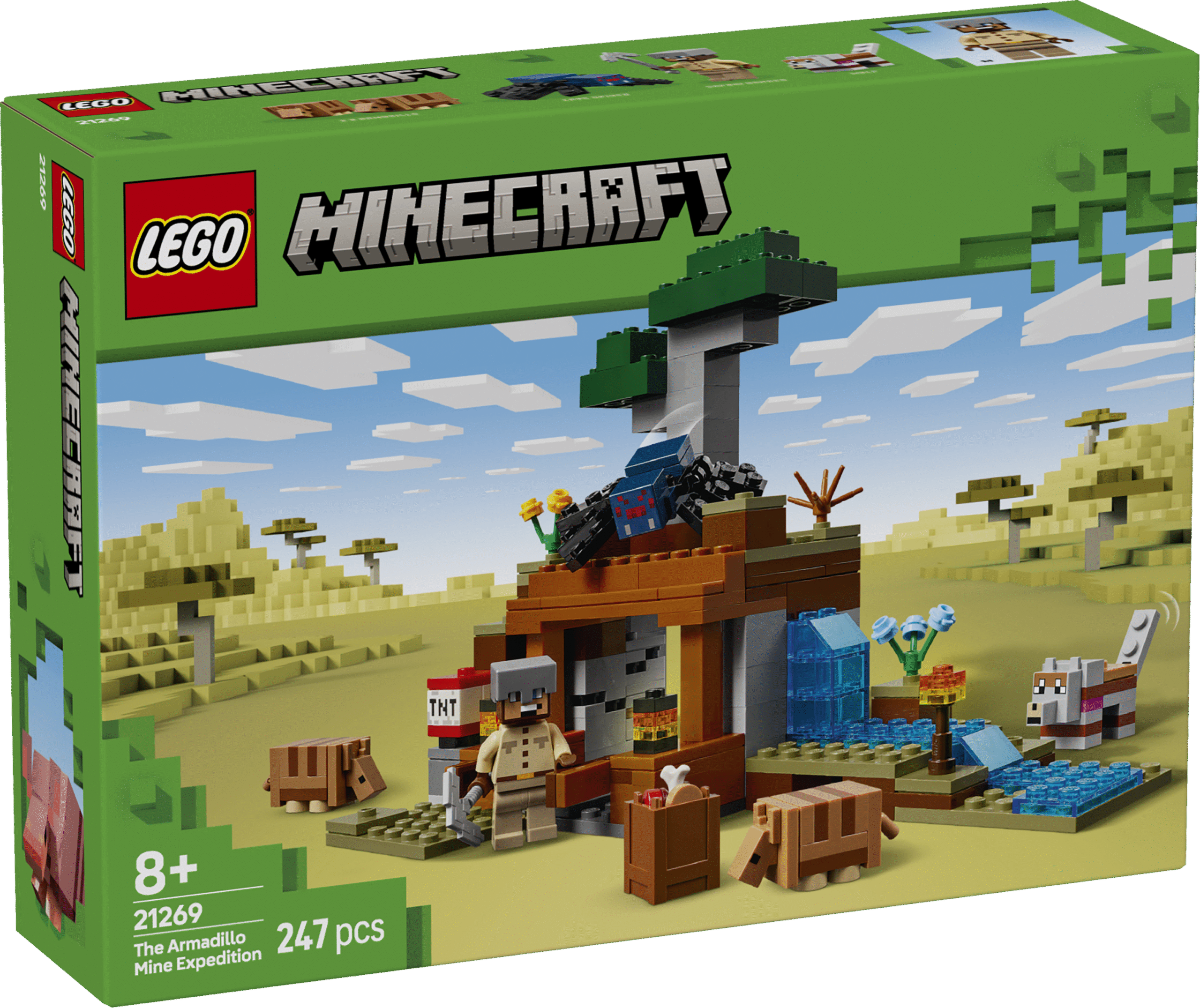 LEGO Minecraft Armadillo kaevanduse ekspeditsioon Lastele mõeldud videomängukomplekt Armadillo kaevanduse ekspeditsioon on põnev LEGO Minecraft seiklusmänguasi.