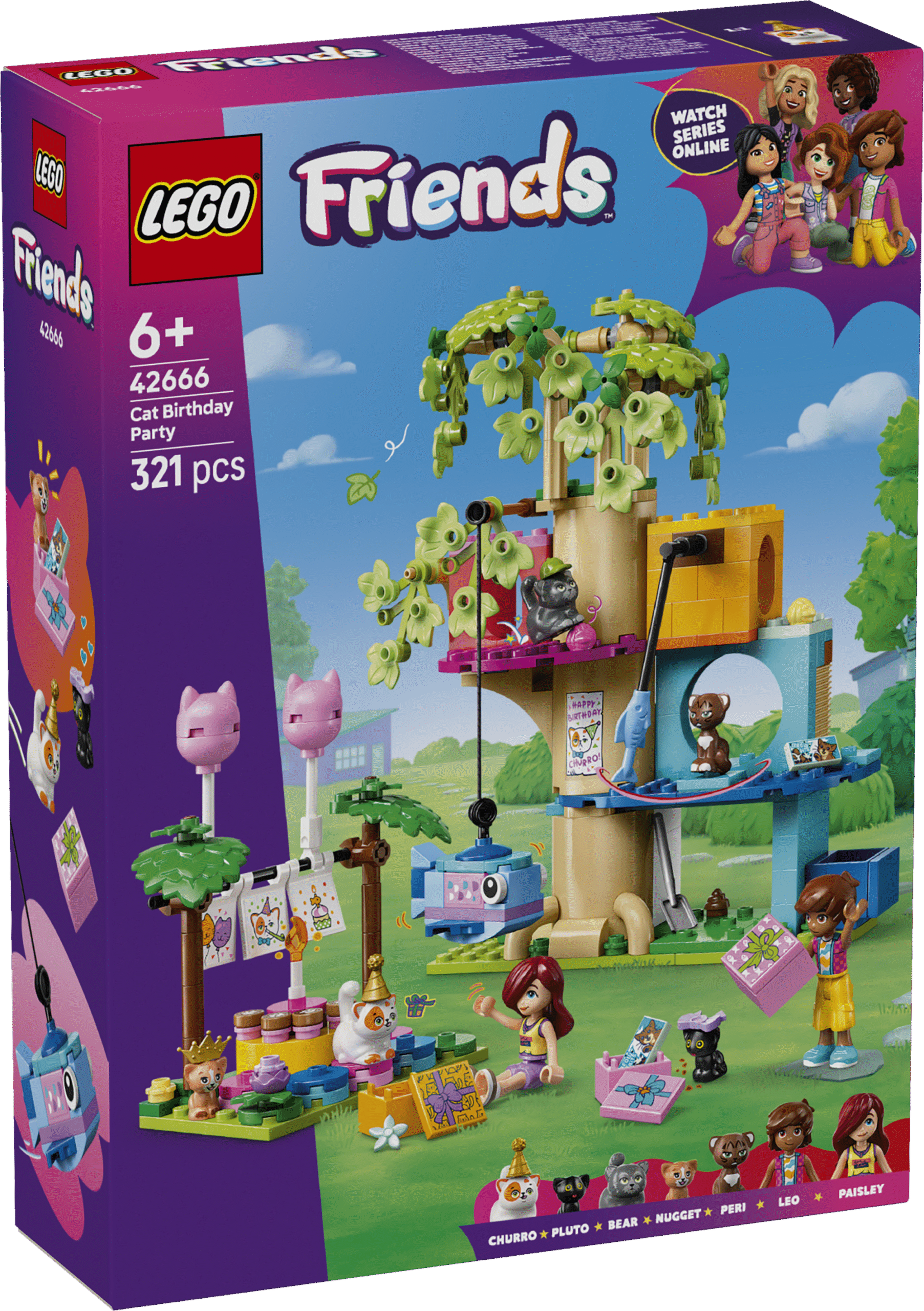 LEGO Friends Kassi sünnipäevapidu ja puuonn Loominguline kassidega mängukomplekt alates 6-aastastele tüdrukutele