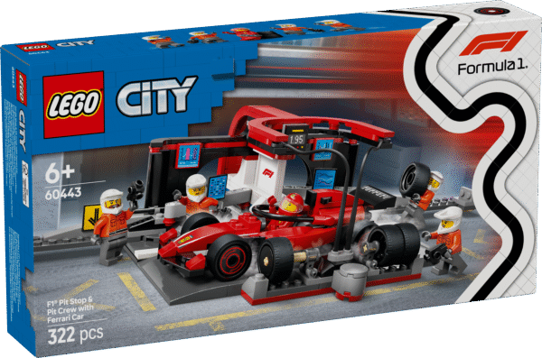 Ülikiire rehvivahetus ootab sind selles LEGO City F1 Ferrari võidusõiduauto komplektis