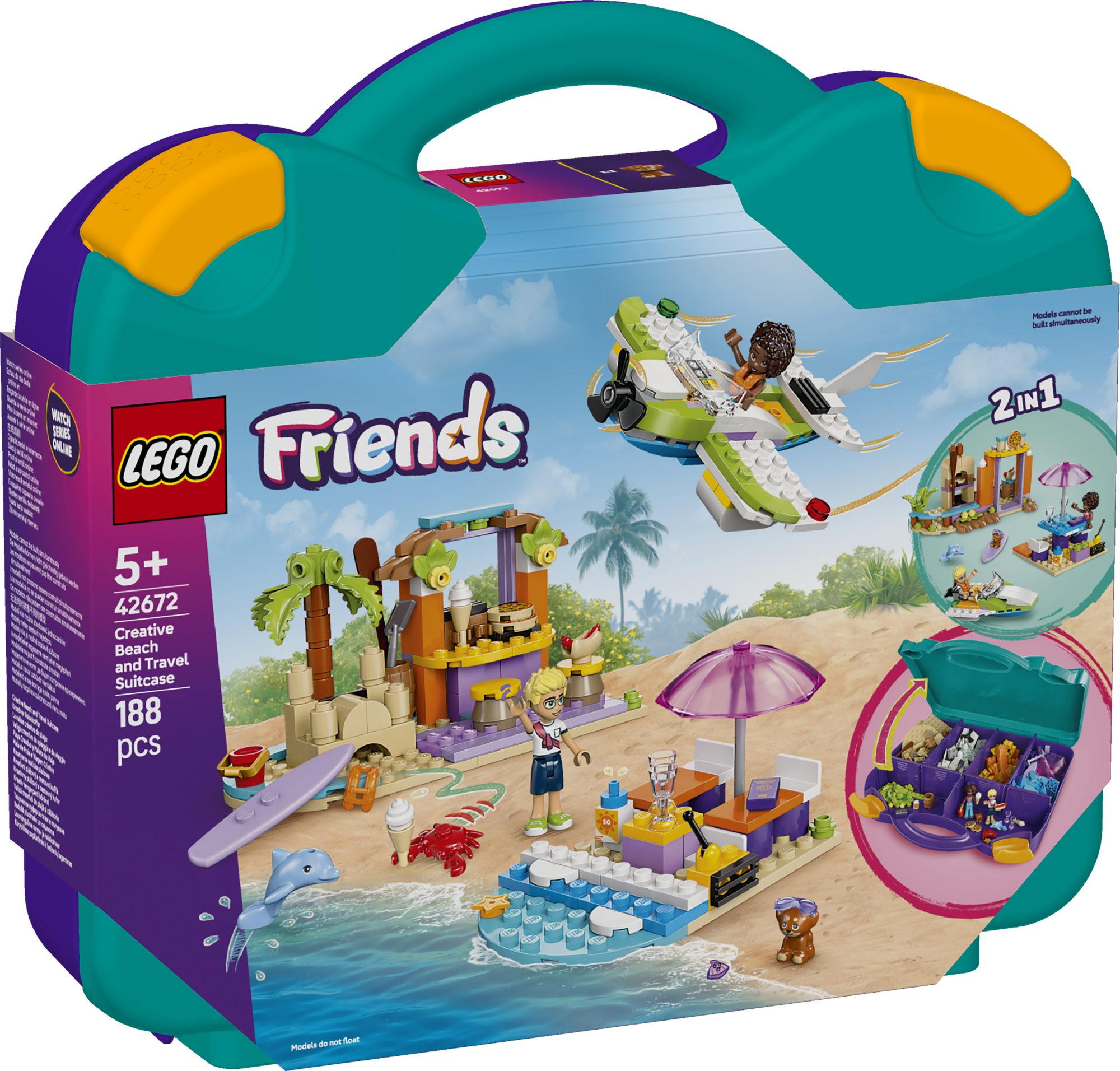 LEGO Friends Loominguline ranna- ja reisikohver LEGO ehituskomplekt sisaldab kolme mudelit