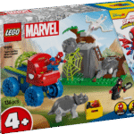 LEGO Marvel Spidey ja tema hämmastavad sõbrad: Spidey meeskonna dinosauruseroomiku päästmine on ehitusmänguasi saurusefiguuridega.