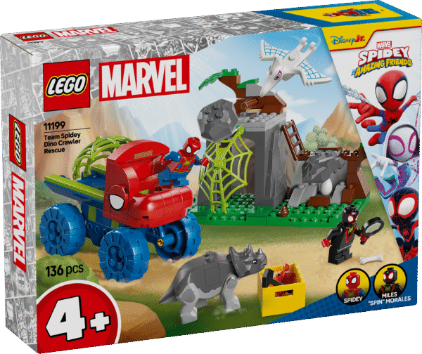 LEGO Marvel Spidey ja tema hämmastavad sõbrad: Spidey meeskonna dinosauruseroomiku päästmine on ehitusmänguasi saurusefiguuridega.