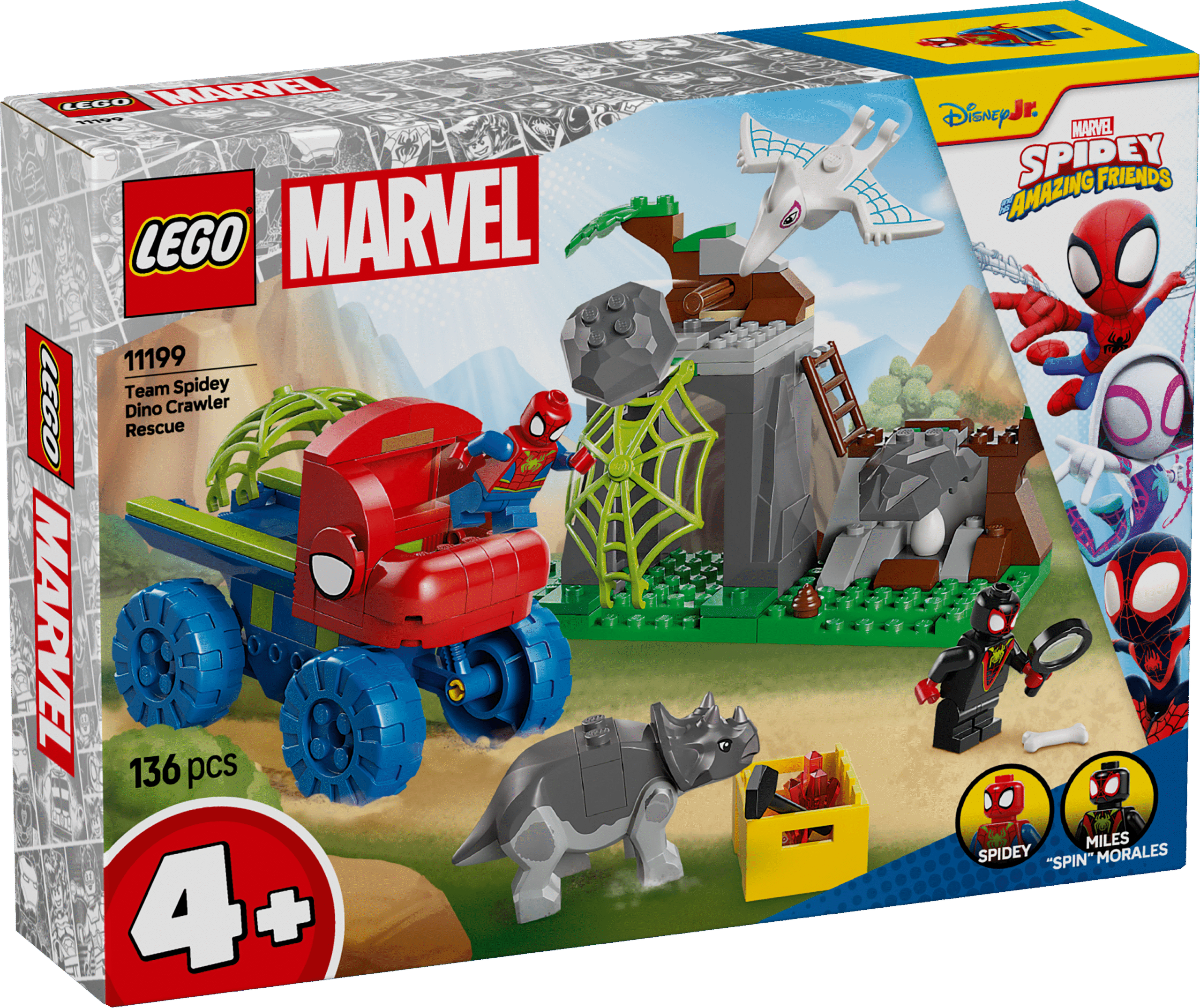 LEGO Spidey meeskonna dinosauruseroomiku päästmine LEGO Marvel Spidey ja tema hämmastavad sõbrad: Spidey meeskonna dinosauruseroomiku päästmine on ehitusmänguasi saurusefiguuridega.