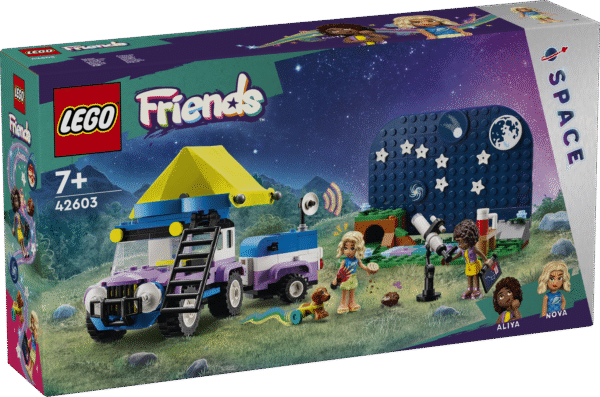 Mängukomplekt LEGO® Friends: Tähevaatluse matkaauto sisaldab kokkupandavat 4x4 sõidukit