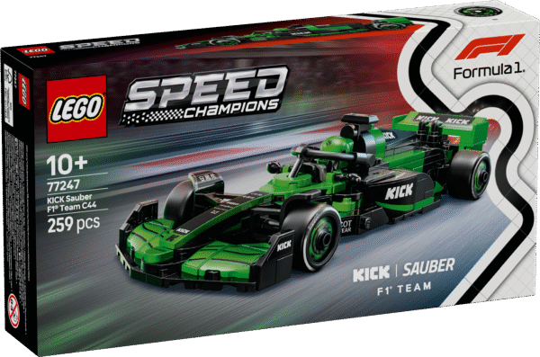 F1 fännid ja lapsed saavad seda muljetavaldavat LEGO Speed Championsi KICK Sauber F1 Team C44 võidusõiduautot ehitada ja esitleda
