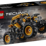 See lastele mõeldud veoauto sisaldab kokkupandavat LEGO Technic Monster Jam DIGatron-i mudelit koos tagasitõmbamise funktsiooniga.