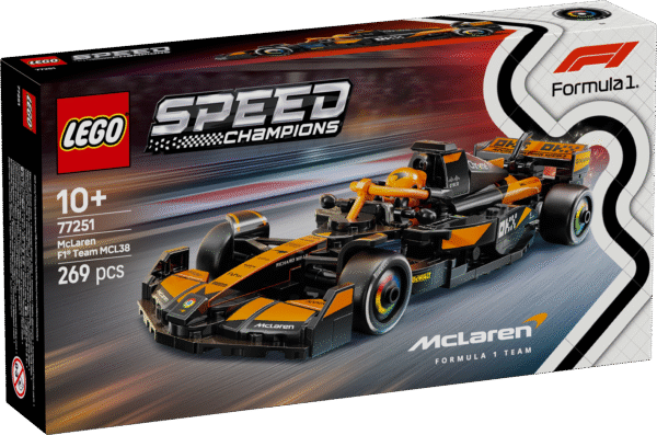 F1 fännid ning vähemalt 10-aastased lapsed saavad seda muljetavaldavat LEGO Speed Championsi McLaren F1 Team MCL38 võidusõiduautot ehitada ja esitleda.