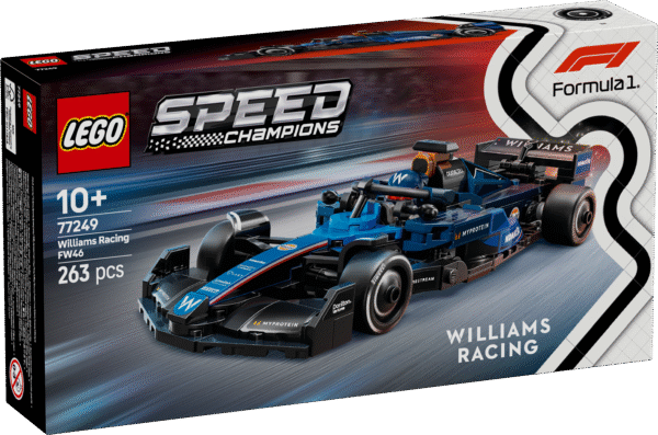 F1 fännid ja vähemalt 10-aastased lapsed saavad seda muljetavaldavat LEGO Speed Championsi Williams Racing FW46 F1 võidusõiduautot ehitada ja esitleda.