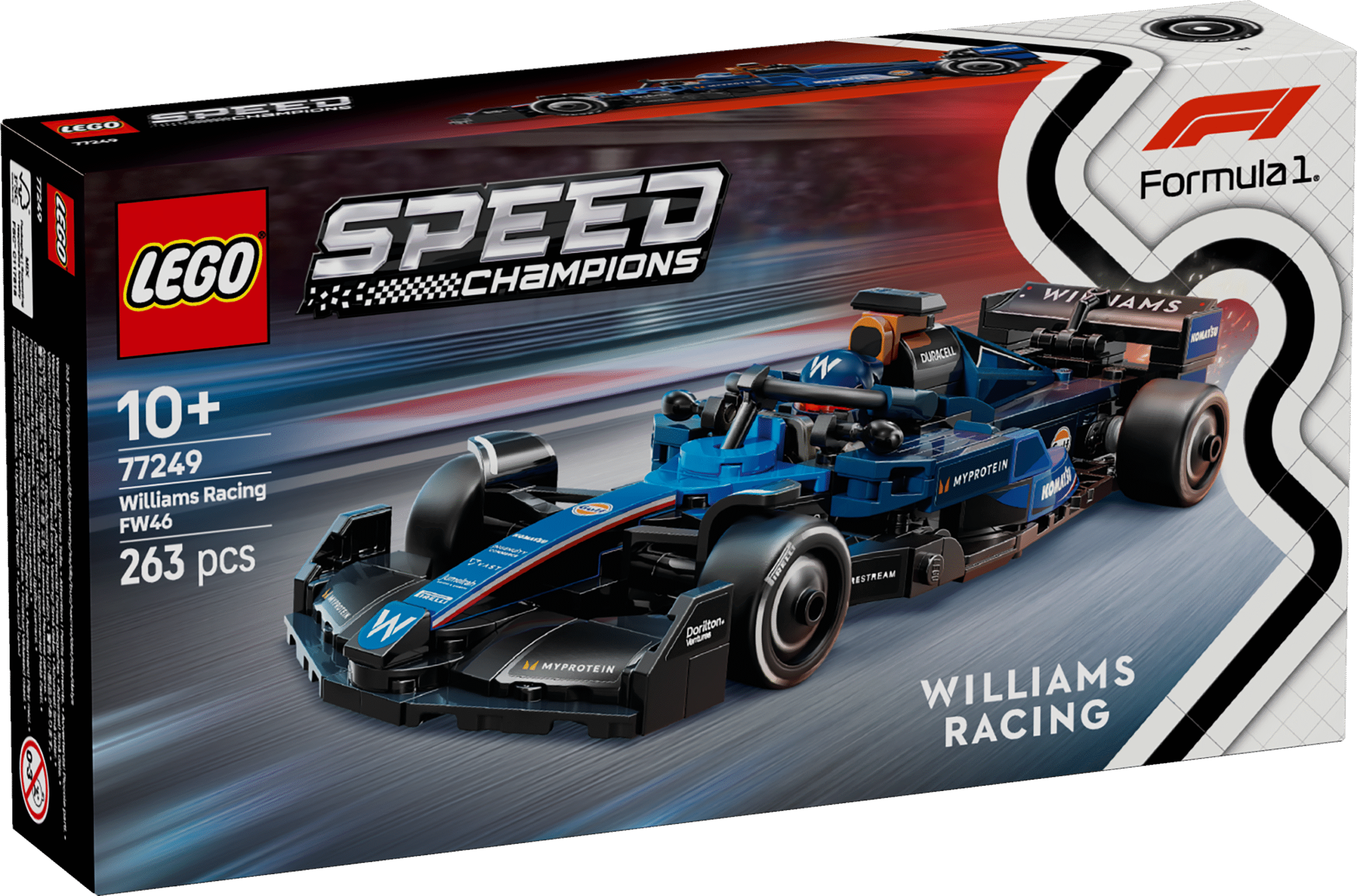 LEGO Speed Champions Williams Racing FW46 F1 võidusõiduauto F1 fännid ja vähemalt 10-aastased lapsed saavad seda muljetavaldavat LEGO Speed Championsi Williams Racing FW46 F1 võidusõiduautot ehitada ja esitleda.