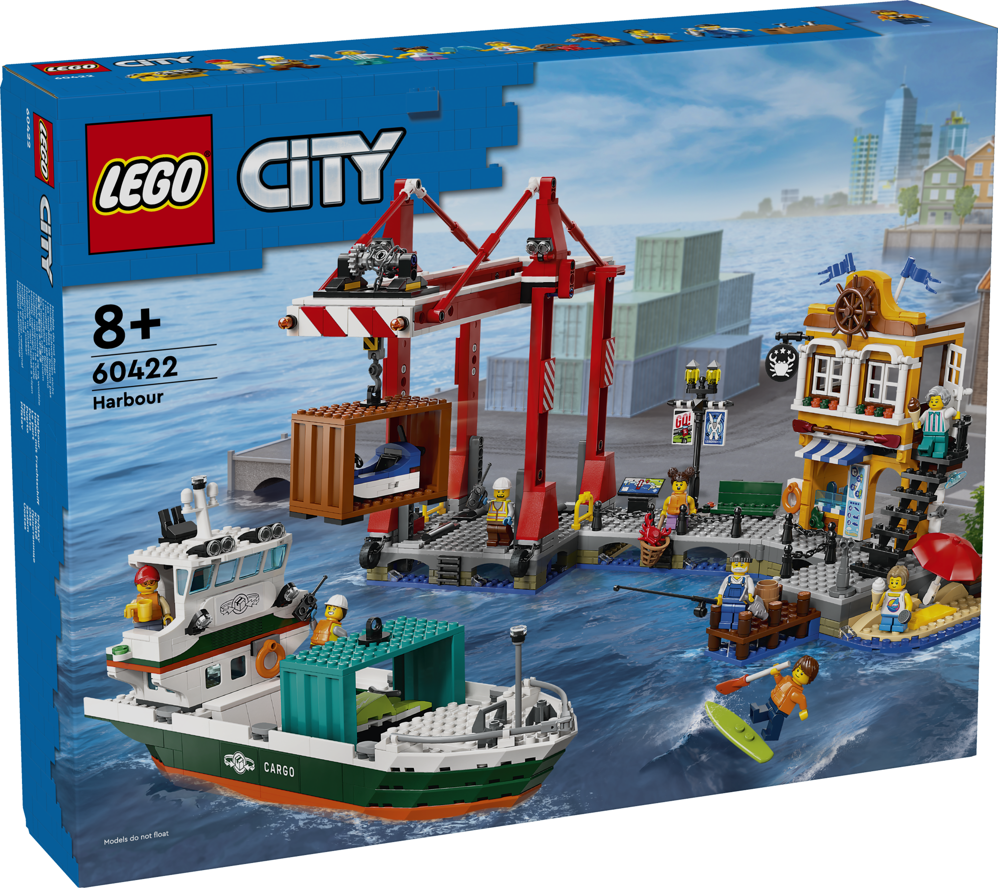 LEGO City Meresadam koos kaubalaevaga Selles LEGO City komplektis on kaiäärne töötav konteinerikraana