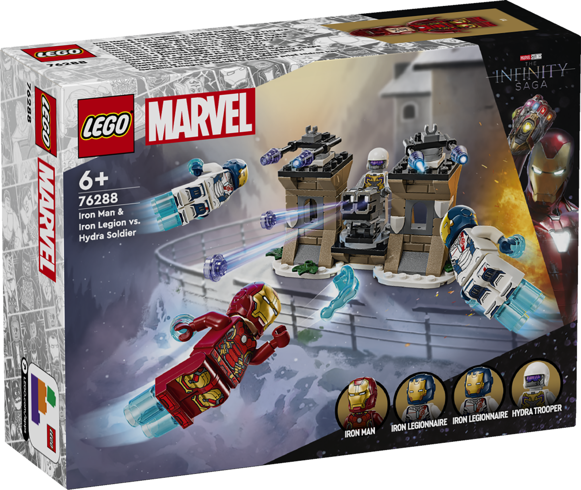 LEGO Super Heroes Iron Man ja Iron Legion vs. Hydra sõdur Pane Marvel Studiose filmi Tasujad: Ultroni ajastu mänguasja abil laste kätesse LEGO Marvel Iron Man ja Iron Legion vs. Hydra sõduri ehitusmänguasi.