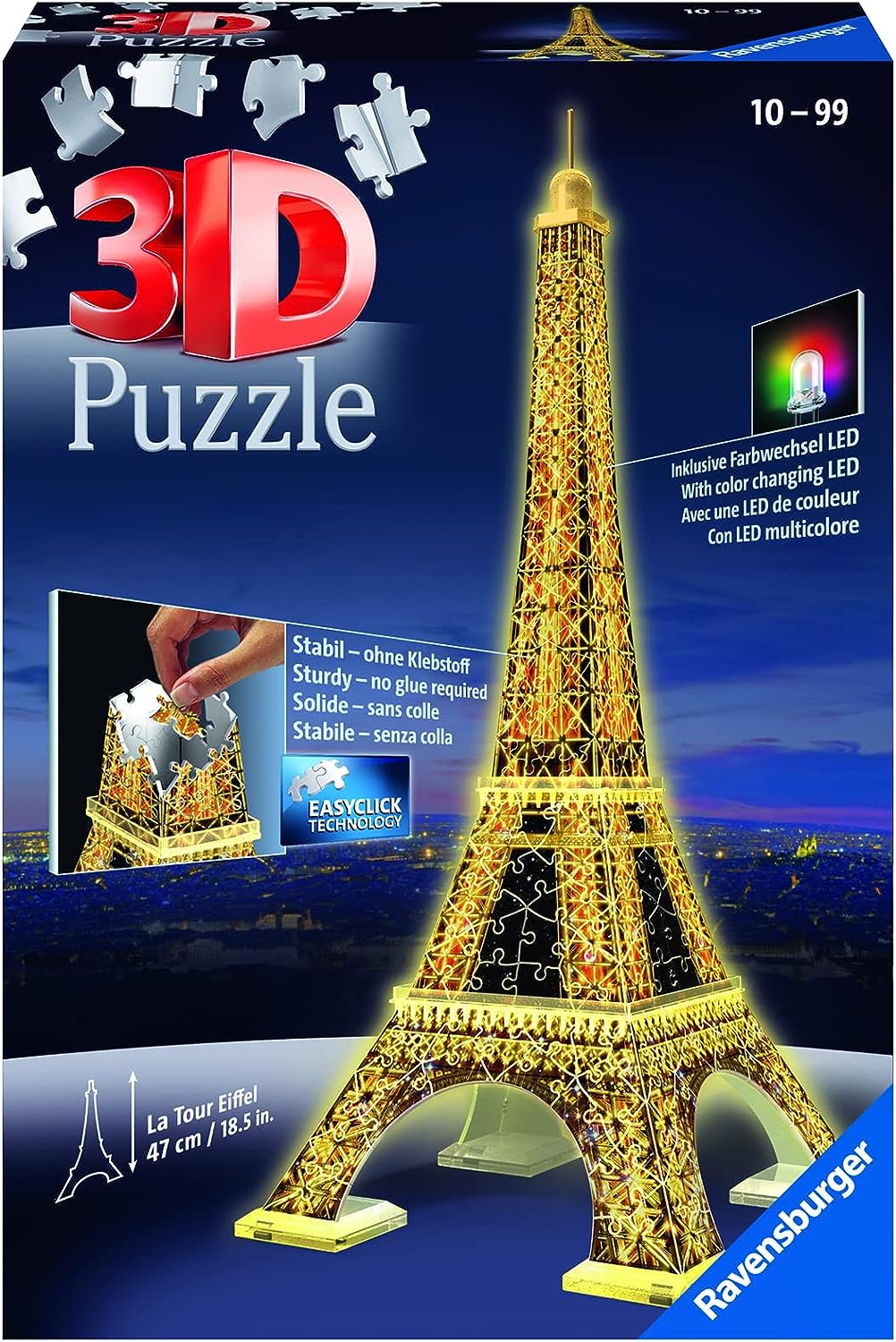 Ravensburger 3D pimedas helendav pusle Eiffeli torn 216 tk Ravensburgeri kvaliteetsed 3D pusled