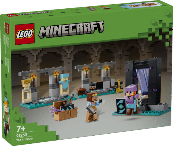 Mängijad valmistavad selle funktsioonirohke praktilise mänguasjaga koos LEGO® Minecraft® Alexi ja usina relvasepaga turvise ja relvad.