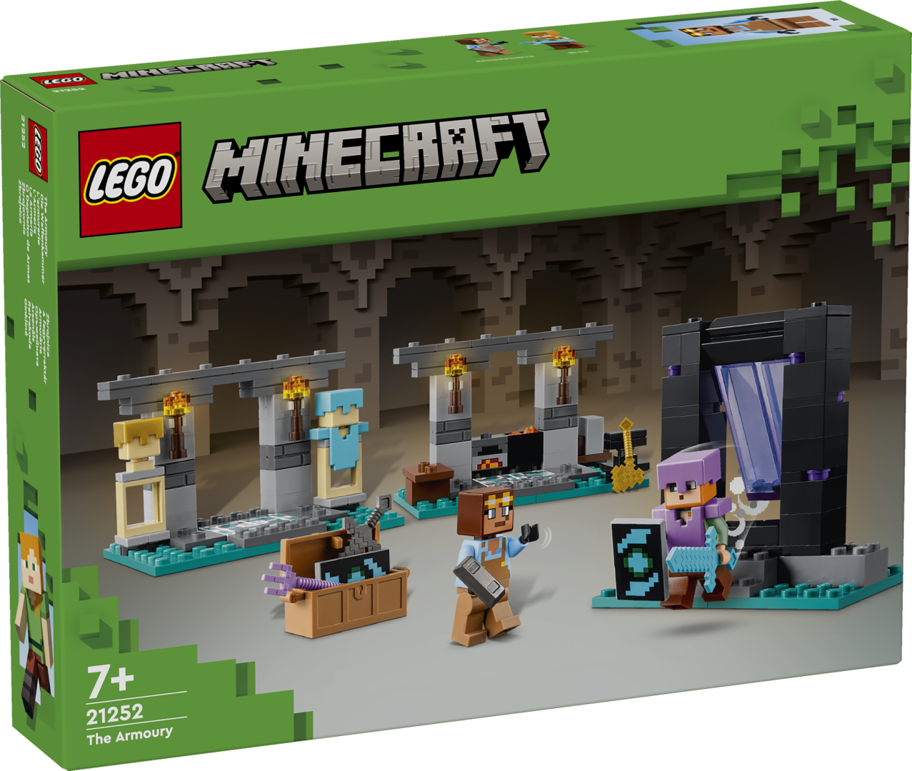 LEGO Minecraft Relvakoda Mängijad valmistavad selle funktsioonirohke praktilise mänguasjaga koos LEGO® Minecraft® Alexi ja usina relvasepaga turvise ja relvad.