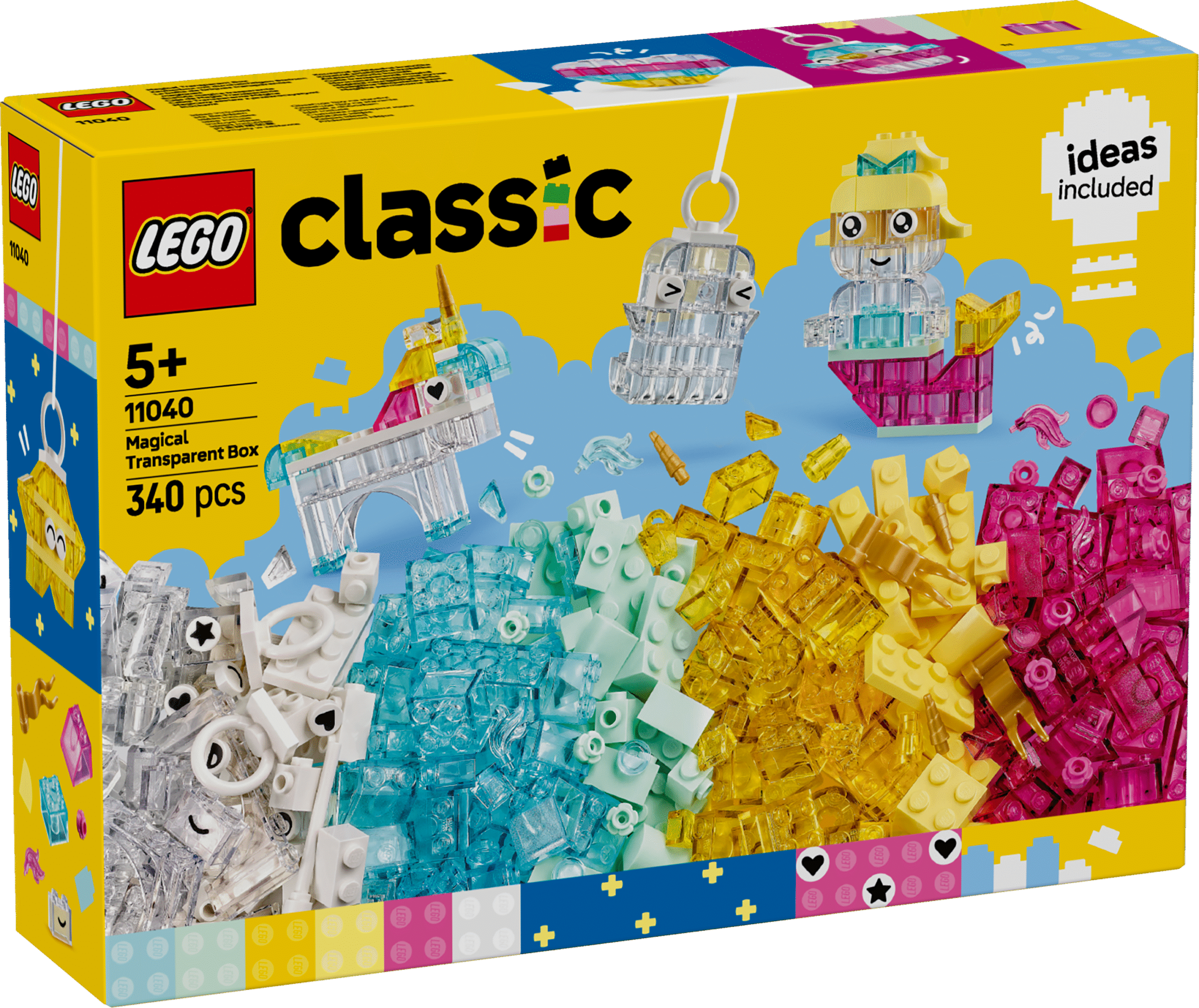 LEGO Classic maagiline läbipaistev kast LEGO Classic maagilise läbipaistva kasti ehitus- ja esitluskomplekt innustab lapsi looma lummavaid mudeleid värvilistest poolläbipaistvatest klotsidest.