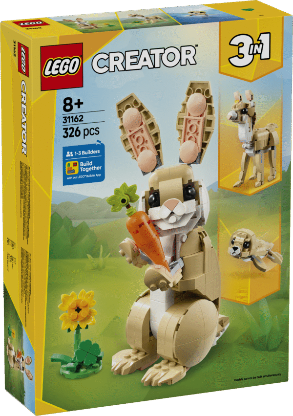 Lapsed saavad komplektiga LEGO Creator 3-ühes Armas jänku lugusid etendada ning ehitada jänese ümber laamaks või hülgeks.