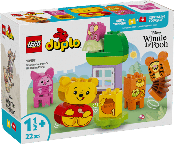 Kokkupandava emotsionaalse arengu mänguasjaga on kaasas 3 LEGO DUPLO figuuri: Disney karupoeg Puhh