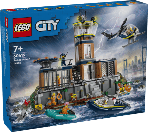 Seitsme minifiguuri ning koera ja hai figuuridega funktsiooniderohke mängukomplektiga LEGO® City Politsei vanglasaar ootavad sind põnevad seiklused.