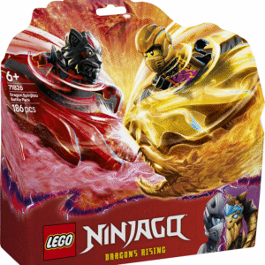 Lapsed taasetendavad tempokat tegevust sarja NINJAGO Dragons Rising 3. hooajast selle LEGO NINJAGO draakoni Spinjitzu lahingukomplektiga.