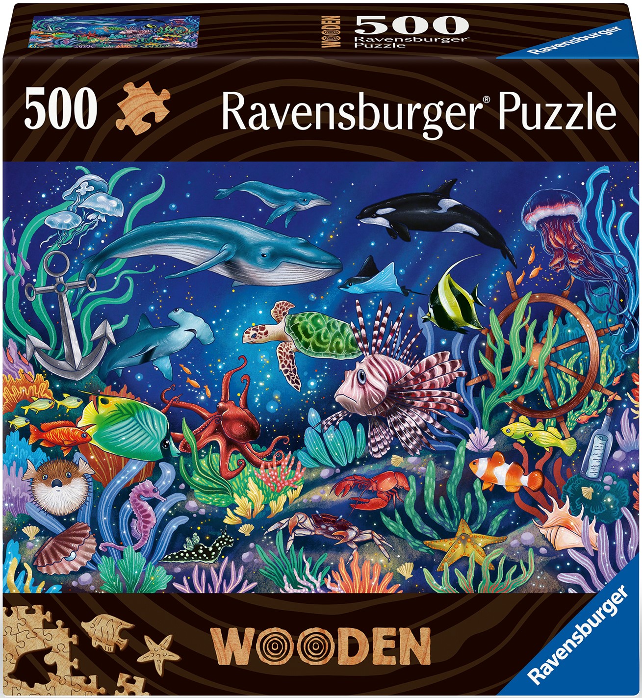 Ravensburger puidust pusle 500 tk Veealune maailm Puidust pusled on kvaliteetsed ja hindamatu väärtusega!