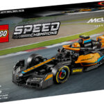 Lapsed ja F1 võidusõidufännid saavad selle LEGO Speed Champions 2023 McLaren vormel 1 võidusõiduauto mänguasjaga põnevaid tegevusi mängida.