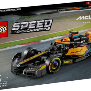 Lapsed ja F1 võidusõidufännid saavad selle LEGO Speed Champions 2023 McLaren vormel 1 võidusõiduauto mänguasjaga põnevaid tegevusi mängida.