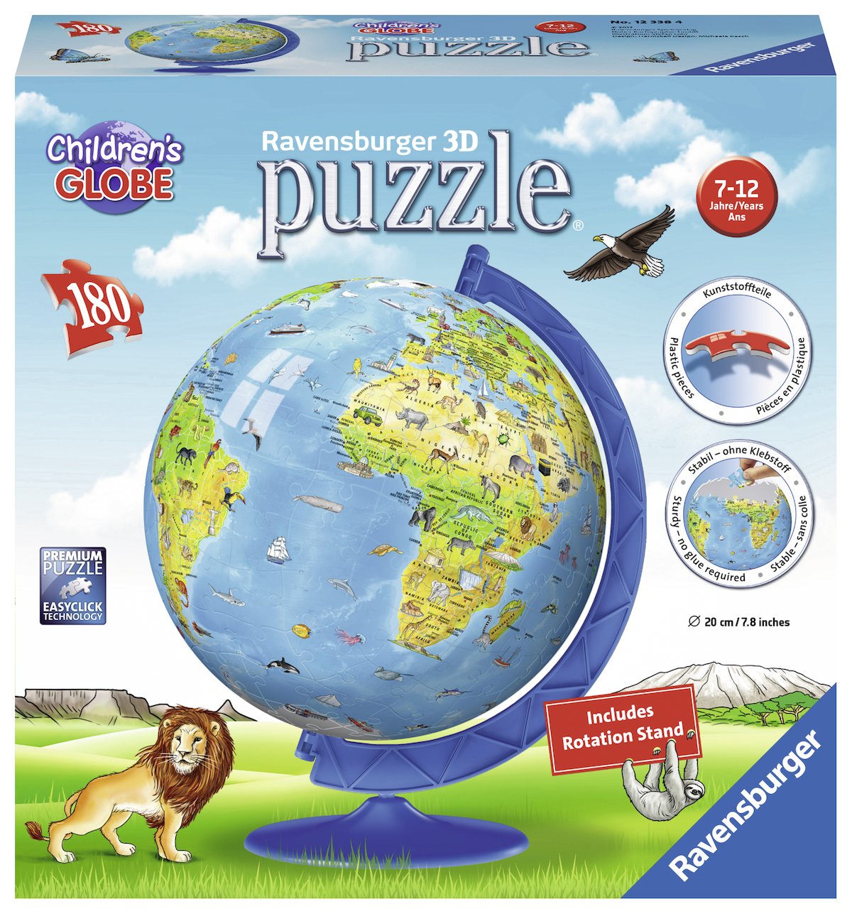 Ravensburger puslepall 180 tk Laste gloobus Ravensburgeri kvaliteetsed 3D pusled