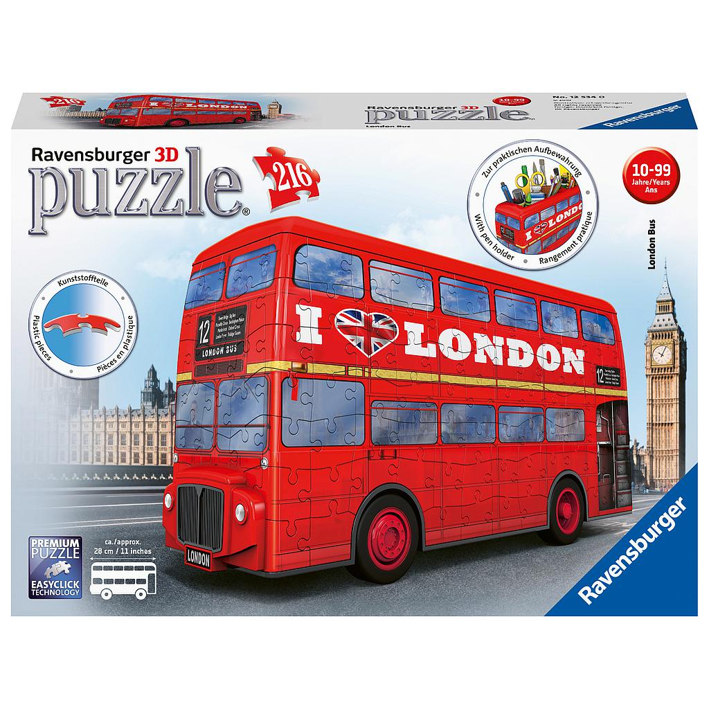 Ravensburger 3D pusle pliiatsitops 216 tk London buss Ravensburgeri kvaliteetsed 3D pusled
