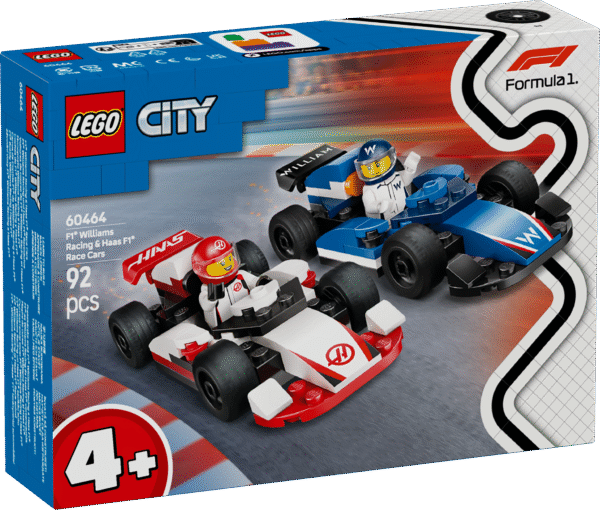 Lapsed saavad etendada eepilisi võidusõite selle LEGO City F1 Williams Racing ja Haas F1 võidusõiduautode mängukomplektiga.
