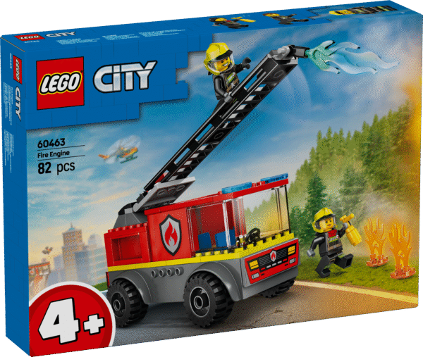 See kahe tuletõrjuja minifiguuriga LEGO City tuletõrje redelauto innustab alates 4-aastaste lõbusaid mänguseiklusi.