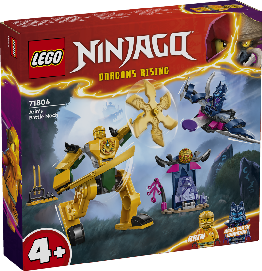 LEGO Ninjago Arini lahingurobot LEGO® NINJAGO® Arini lahinguroboti fantaasiamänguasi võimaldab 4-aastastel ja vanematel lastel roboti mängufiguuri ja 2 minifiguuriga ehitada ja lugusid mängida.
