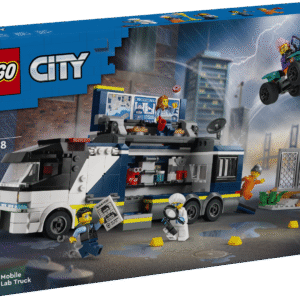Mängukomplekt LEGO® City Politsei mobiilne kuriteolabori veok on täis lõbusaid funktsioone algajatele politseinikele ja see sisaldab viite minifiguuri.
