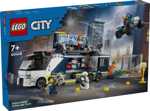 Mängukomplekt LEGO® City Politsei mobiilne kuriteolabori veok on täis lõbusaid funktsioone algajatele politseinikele ja see sisaldab viite minifiguuri.