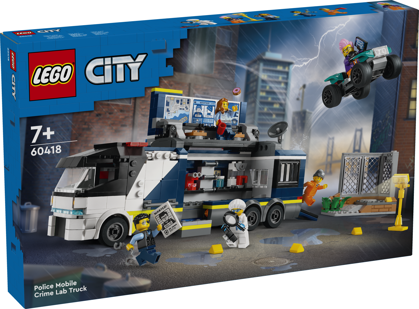 LEGO City Politsei mobiilne kuriteolabori veok Mängukomplekt LEGO® City Politsei mobiilne kuriteolabori veok on täis lõbusaid funktsioone algajatele politseinikele ja see sisaldab viite minifiguuri.
