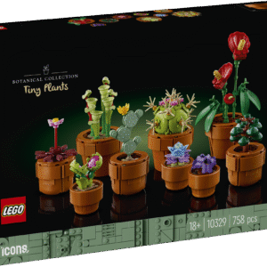 Loo oma kodu või kontori lauale 9 taimest koosnev elegantne lilleväljapanek LEGO Iconsi väikeste taimede täiskasvanutele mõeldud kodukaunistuse ehituskomplektiga.