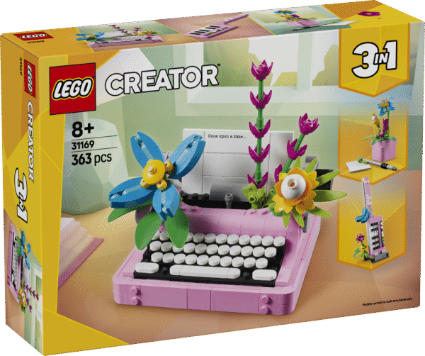Kaunista iga tuba selle värvilise mängukomplektiga LEGO Creator Kirjutusmasin lilledega ning ehita see ümber klahvpilliks või lillepotiks.